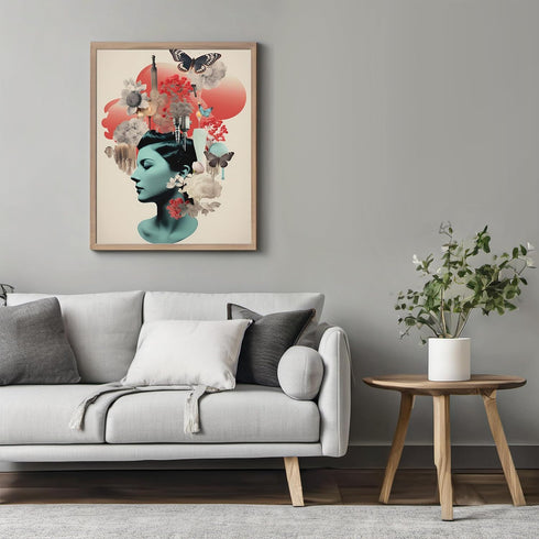 Posterizer 1 pcs-butterflies and flowers-vintage collage-Retro Art-Abstract & Modern Art-Gift for Art Lovers- UNFRAMED Wall Art...