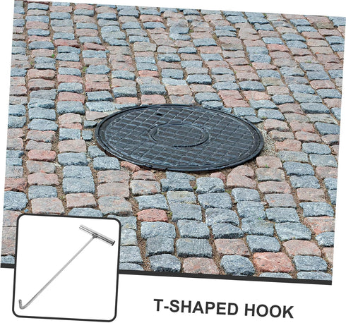 T-Hook Water Meter Key Hand to Mind Manhole Cover Drain Cover Lifting Tool, T Nut Hook Tool Heavy Duty Ceiling Hooks Heavy-Duty Hook Stainless Ste...