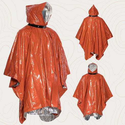 Go Time Gear Emergency Survival Life Poncho 2 Pack - Thermal Use in Camping, Survival Gear - Includes Whistle & Paracord...