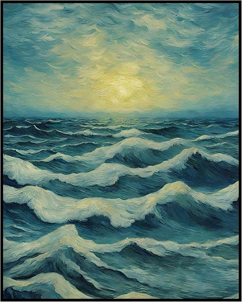 Posterizer 1 pcs- sea and beach themed oil painting style print 5-Landscape & Nature Art-Floral Botanical Art- Decor for Home & Office- unframed w...