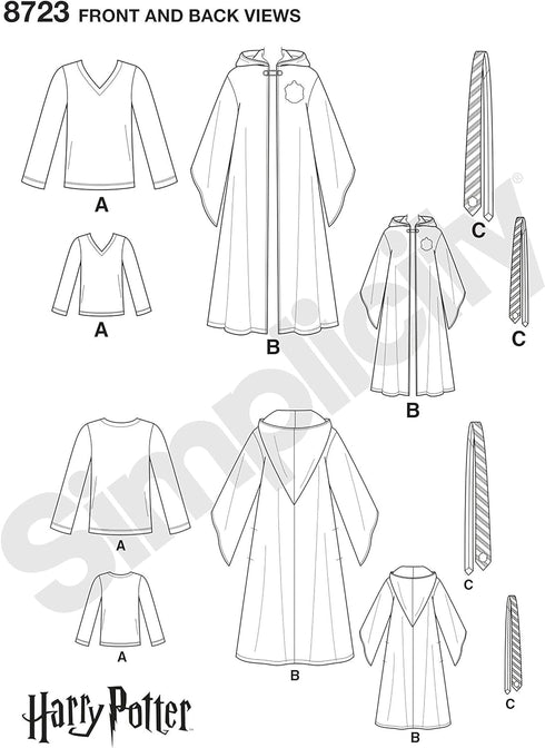 Simplicity 8723 Harry Potter Cosplay and Halloween Costume Sewing Pattern, Kids Teens and Adult Sizes XS-XL...