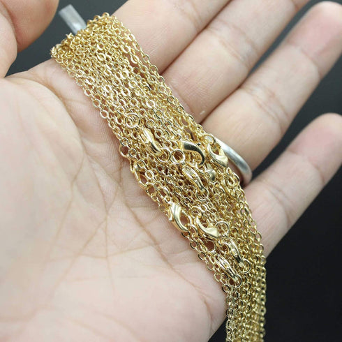 ALEXCRAFT 33 Feet Dainty Gold Plated Solid Brass Cable Chain Link Bulk for Jewelry Making (2mm)...