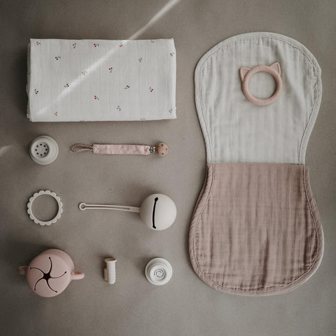 mushie Muslin Baby Burp Cloths | 100% Organic Cotton, Set of 2 (Blush/Fog)...