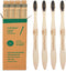 Biodegradable Bamboo Black Bristles Toothbrush - 4 Pack, BPA Free Toothbrush with Soft Charcoal Bristles, Natural Compostable Wooden Toothbrush...