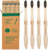 Biodegradable Bamboo Black Bristles Toothbrush - 4 Pack, BPA Free Toothbrush with Soft Charcoal Bristles, Natural Compostable Wooden Toothbrush...