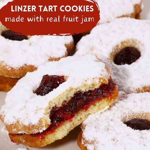 Linzer Tart Cookies | 10 Individually Wrapped Shortbread Cookies | Fresh & Delicious Italian Cookies | Linzer Tortes | Jelly Filled Cookies | Gour...