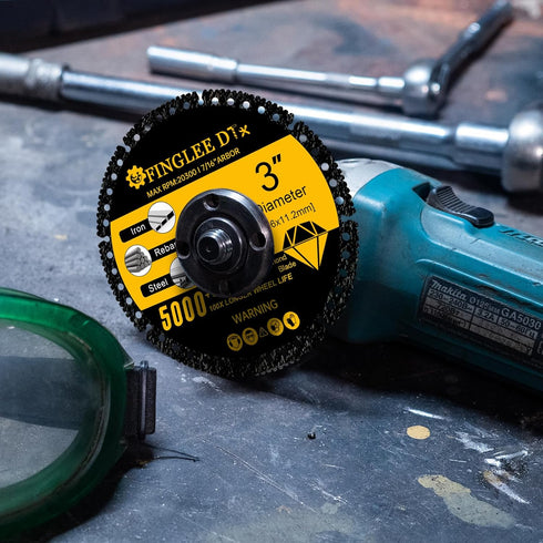 3 inch Metal Cutting Wheel with 3/8 Bushing, 7/16 Arbor Circular Saw and Angle Grinder Cut Off Wheel with Diamond-Coated, Carbide Cutting Disc for...