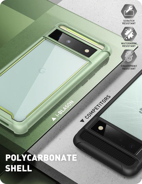 i-Blason Ares Series Designed for Google Pixel 6 Case (2021), Dual Layer Rugged Clear Bumper Case Without Built-in Screen Protector (MintGreen)...
