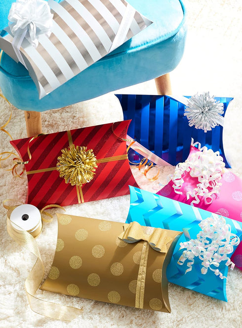 American Greetings Pillow Gift Boxes, Bright Multicolored Polka Dots and Stripes (6 Boxes)...