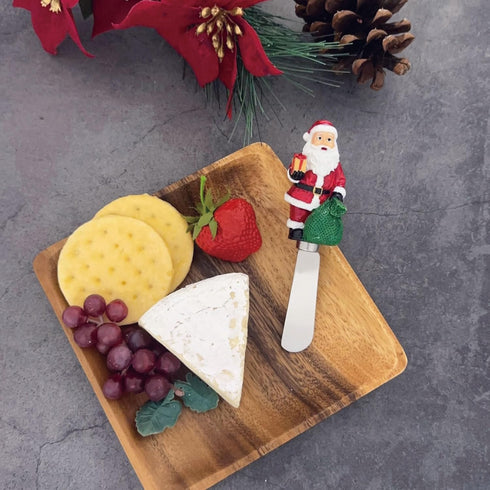 Supreme Housewares Santa Claus Cheese Spreaders, Hand-Painted Resin Handles with Stainless Steel Blades for Spreading Cream Cheese, Butter, Jam, o...