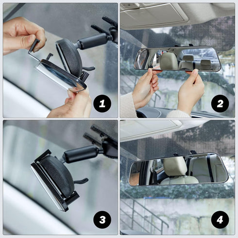 JOYTUTUS Rear View Mirror, 12 Inch Panoramic Rearview Mirror, Interior Clip-on Wide Angle Convex Universal Rear View Mirror to Reduce Blind Spot E...