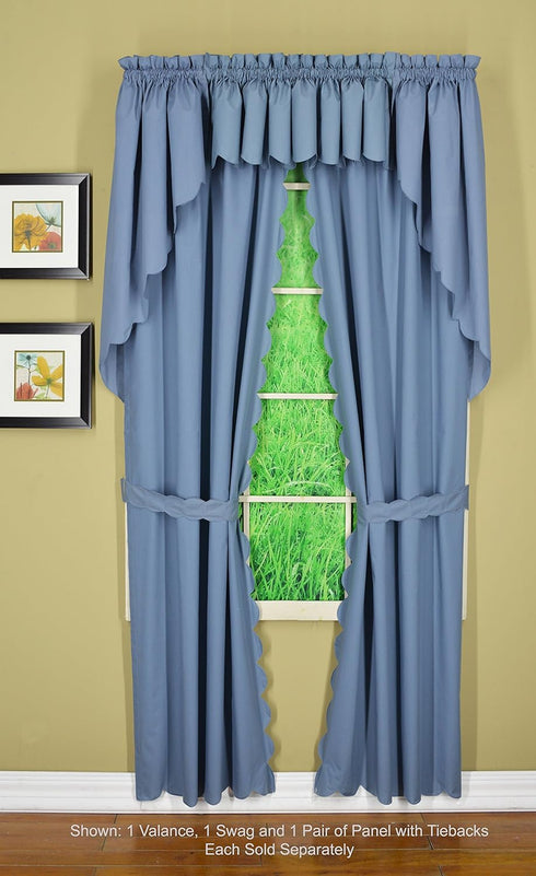Today's Curtain, Orleans Scallop Curtain, Blue 72" Panel Pair and Tieback,4-Piece-Set, 60" W x 72" L, Blue...