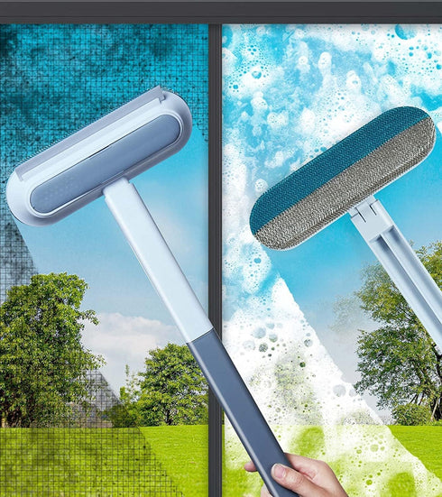 Window Screen Net Mesh Cleaner - Window Brush Screen Door Mesh Cleaner, 4 in 1 Window Washer Squeegee Kit, Window Cleaner Squeegee, Window Nets Cl...