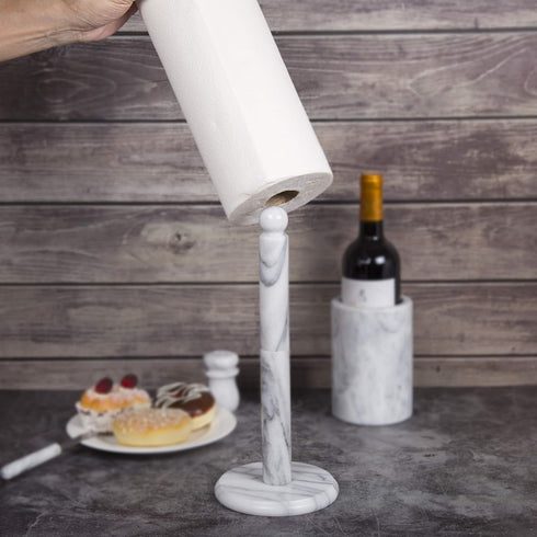 Creative Home Natural Marble Paper Towel Holder Kitchen Towel Dispenser Stand, 5.5" Diam. x 12.5" H, Off-White (Color May Vary)...