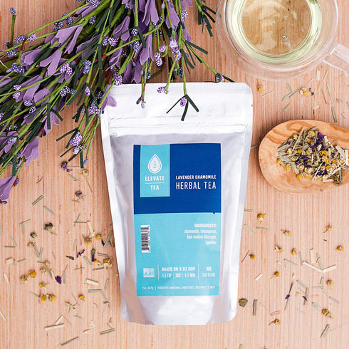 Elevate Lavender Chamomile Loose Leaf Herbal Tea - Caffeine Free, 2 oz Pouch - 25 Cups, Hot & Iced...