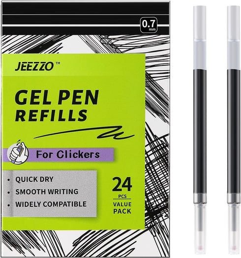 Gel Ink Refills for Retractable Click Pens Black Medium Point Compatible with Pilot G2 Pentel Energel Jetstream Sharpie S-Gel Uniball Signo Zebra ...