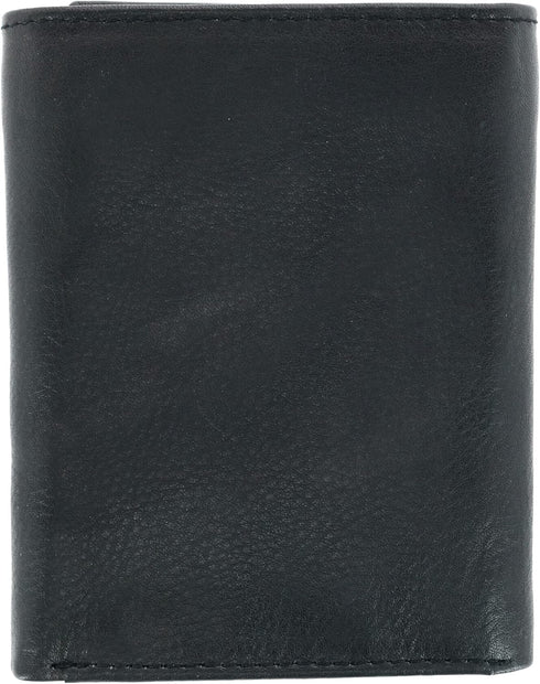 CTM® Men's American Bison Leather RFID Trifold Wallet, Black...