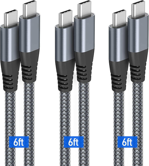 Puxnoin USB C to USB C Cable 6ft 60w, 3Pack USB C Cable, PD Type C Charging Cable Fast Charging Compatible with iPhone 15, MacBook Pro, iPad Pro, ...