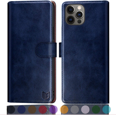 SUANPOT for iPhone 12/12 pro 6.1 (Non 12 Pro Max 6.7") Leather Wallet case with RFID Blocking Credit Card Holder Flip Folio Book Phone Cover Shock...