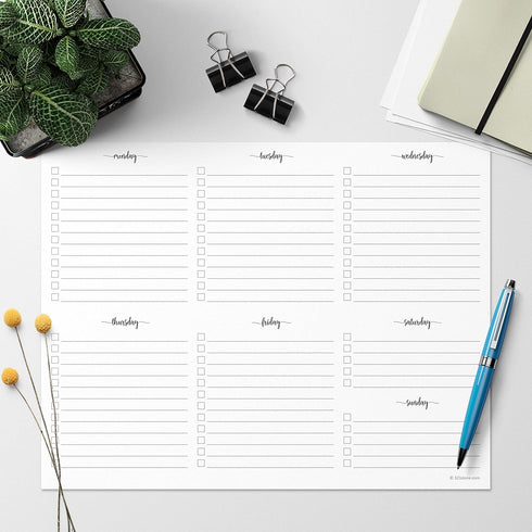 321Done Weekly Checklist Notepad Landscape Minimalist - Letter Size - 50 Sheets (8.5" x 11") Landscape to-Do's Notepad Tear Off, Planning Memo Pad...