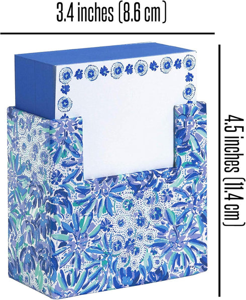 Lilly Pulitzer Blue Block with 300 Sheets of Loose Note Paper, Desk Organizer Doubles as Pencil Cup, High Manetenance...