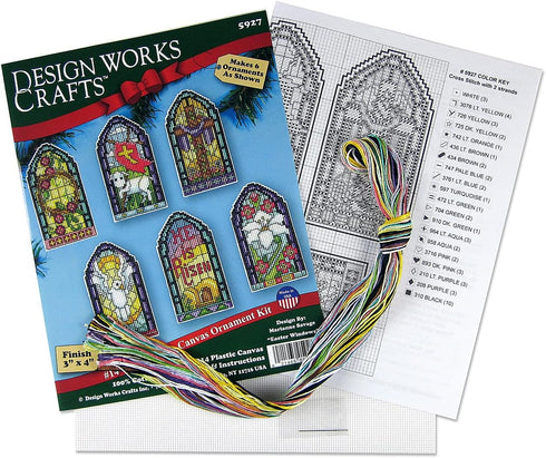 Design Works Crafts Easter Windows Counted Cross Stitch Ornament Kit, Mixed...