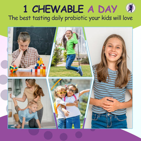 Kids Probiotic Supplement, Daily Support for Kid's Gut, Immune, Brain & Whole Body Health, 15 Strains 5 Billion CFU, Organic Prebiotic Apple Fiber...