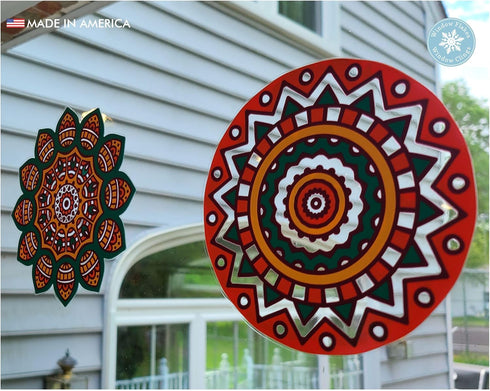 Boho Decor | 10 Mandala Sun Catchers Window Clings | Stained Glass Window Cling | Sun Catcher for Windows Decoration | Glass Door Safety Decals | ...