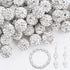 180pcs 10mm Rhinestone Clay Beads for Jewelry Making, White Crystal Round Disco Ball AAA+ Grade Beads Bulk, Sparkly Diamond Bling Baseball Beads f...