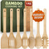 Bamboo Wooden Spoons for Cooking – 7 PCs Wooden Cooking Utensils for Nonstick Cookware – Wooden Utensil Set – Easy to Clean, Sturdy, Lightweight &...