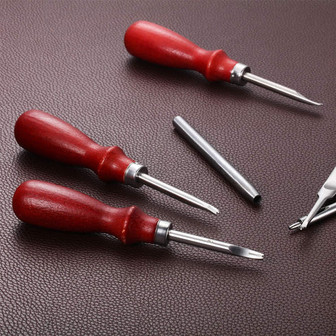Mudder 8 Pieces Edge Leather Beveler Cutting and Edge Skiving DIY Craft Tool, Hand Leather Grooving Tool for Crafting Work (1.5 mm, 1.2 mm, 1.0 mm...