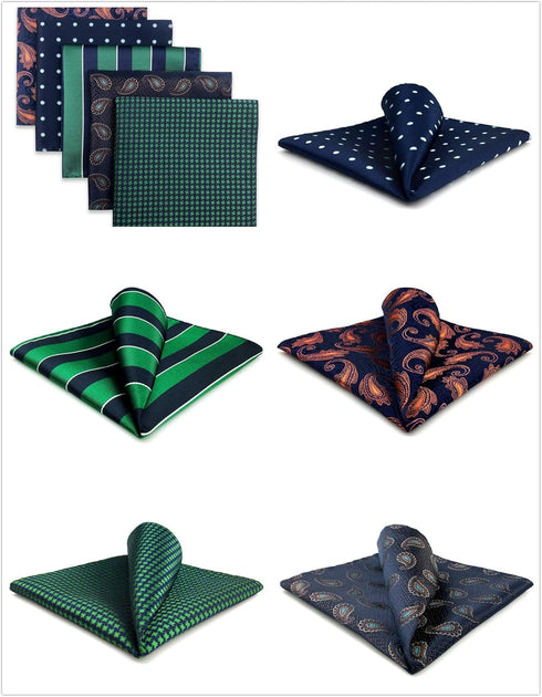 SHLAX&WING 5 Pieces Assorted Mens Silk Pocket Square Handkerchiefs Set Lot (Set66)...