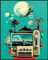 Posterizer 1 pcs-old timey devices-beach themed collage-Retro Art-Vintage Art-Gift for Art Lovers- UNFRAMED Wall Art...