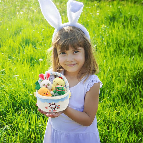 Easter Bunny with Basket, Easter Stuffed Animal,Baby My 1st Easter Basket Plush Playset,Easter Plush Basket Goodie Bags Stuffers Plushies Playset ...