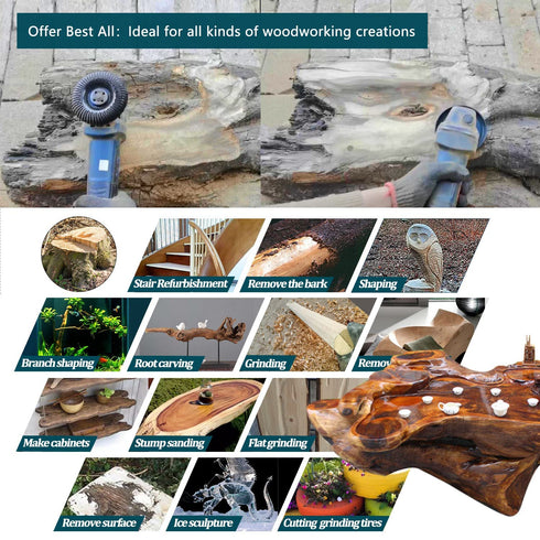 OBA Wood Carving Disc for Angle Grinder 4 1/2 Inch, Wood Shaping Grinding Wheel with 7/8” Arbor...