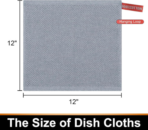 Cotton Kitchen Dish Cloths, 6 Pack Super Absorbent and No Lint Waffle Weave Dish Towels, Fast Drying Dish Rags for Washing Dishes, 12 x 12 Inch, M...