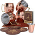 Hammered Moscow Mule Copper Mug Set of 4| Stainless Steel Lining | 16 oz...