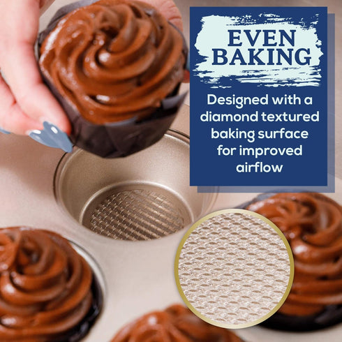Ultra Cuisine 12-Cup Muffin Pan - Cupcake Tins 12 - Nonstick For Easy Release - Durable And Warp-Resistant - Superior Baking Performance - Muffin ...