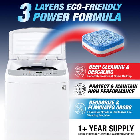 Washing Machine Cleaning Tablets - HE Top Load - 28 Tablets - 1 Plus Year Supply - Eco Friendly Washing Machine Cleaner - Deep Cleaning & Descalin...