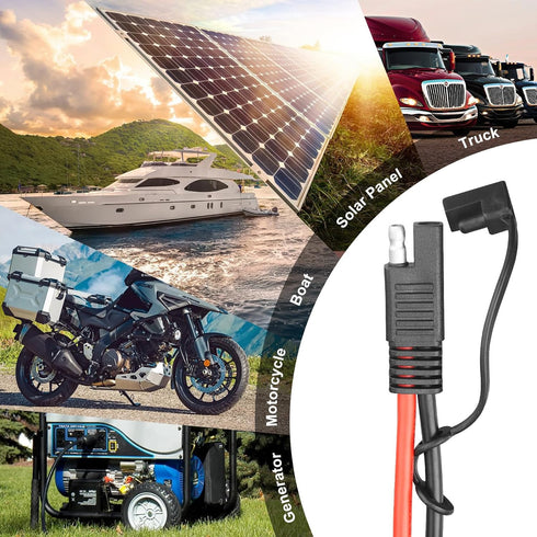 SAE Extension Cable 10 AWG SAE to SAE Quick Disconnect Wire Battery Charger Extension Cord Heavy Duty SAE Connector Cable for Solar Panel Trolling...