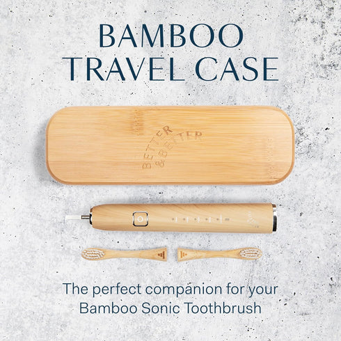 Better & Better Bamboo Travel Case designed for the Bamboo Sonic Toothbrush | Fits 2 Replacement Brush Heads & 1 Electric Brush Handle | Natural B...