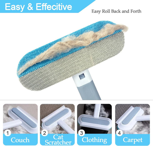 Pet Hair Removal Tool 2 Pieces, Dog and Cat Hair Remover for Couch Carpet Furniture, 4 in 1 Multifunctional Pet Hair Removal Broom, Cleaning Brush...