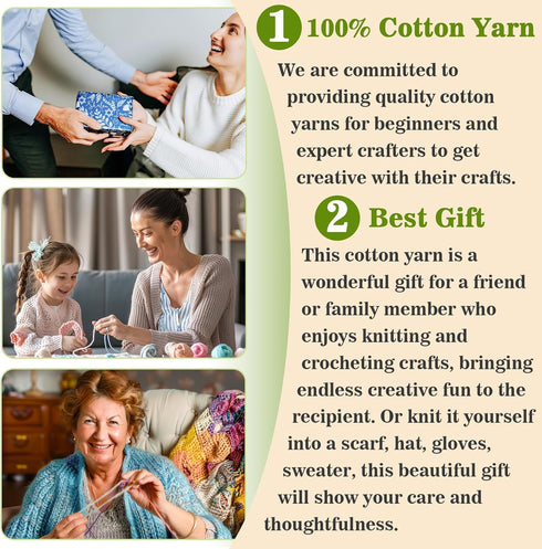Black Cotton Yarn - Black Yarn for Crocheting-Soft Knitting Yarn for Crafts&Crocheting DIY 2 Pack of 100g/3.5oz Soft Cotton Yarn for Handicraft Kn...