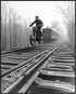 Posterizer 1 pcs-black and white photo-motorcycle on train track 2-Photography Art-Retro Art-Decor for Home & Office- unframed wall art...