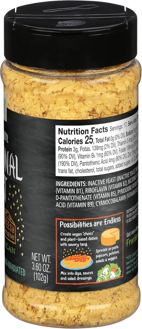 Frontier Co-op Premium Nutritional Yeast Flakes, 3.6 oz. - Vegan, Gluten-Free, Kosher, Non-Irradiated Seasoning, Dairy-Free Cheese Flavor, Rich in...