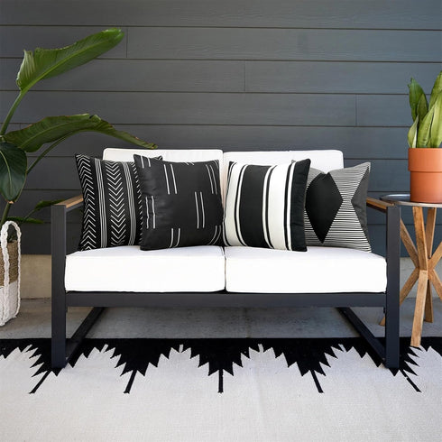 Adabana Outdoor Waterproof Pillow Covers 18x18 Inch Set of 4 Black and White Modern Geometric Throw Pillows Cover Decorative Boho Pillow Covers fo...