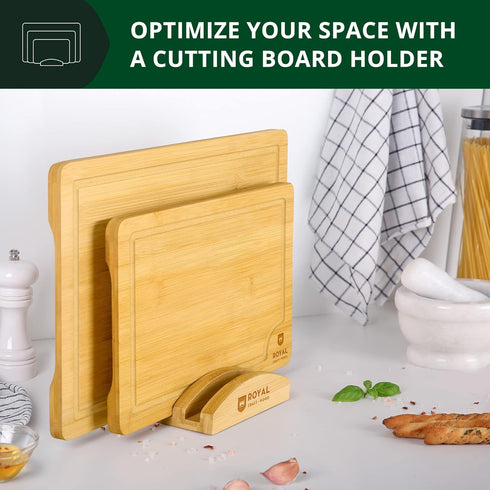 ROYAL CRAFT WOOD Cutting Board Stand for Cutting Board Sets, Chopping Boards Rack Organizer that Holds up to 3 Cutting Boards to 0.6 Inches Thick...