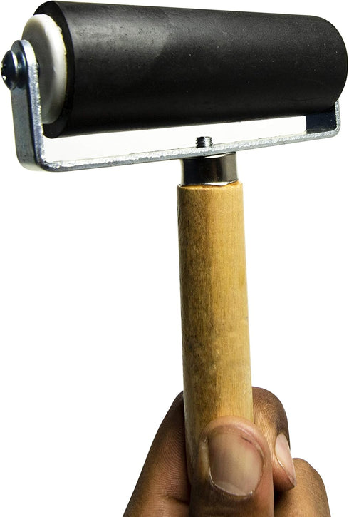 Bastex 4 inch Brayer Roller. Hard Rubber Applicator for Arts & Crafts, Ink, Printmaking, Block Stamping, Printing, Applying Glue, Wallpaper and Mo...
