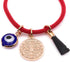 18K Gold Plated Saint Benedict Red String Bracelet Adjustable Charm Evil Eye & Dainty Genuine Azabache Hand...