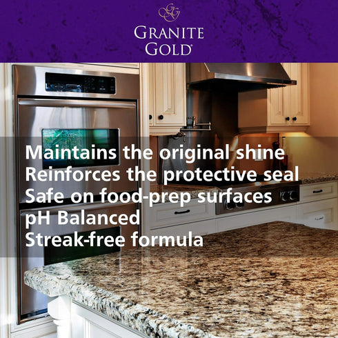 Granite Gold Polish Wipes Streak-Free Shine for Granite, Quartz, Marble, Travertine, Natural Stone Countertops, 18 Count, 1-Pack...